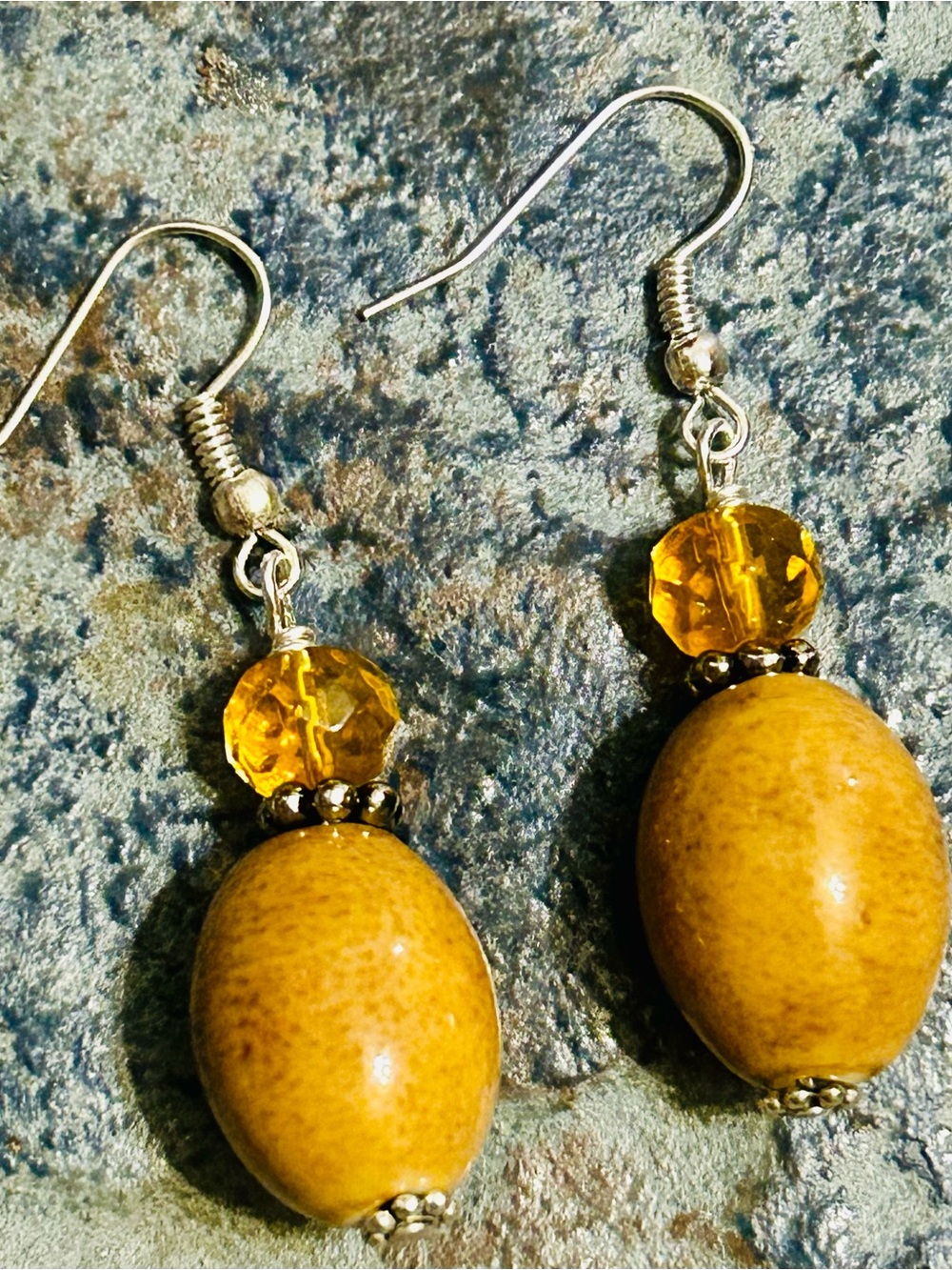 4/$12 Handmade Yellow Bead Drop Earrings
